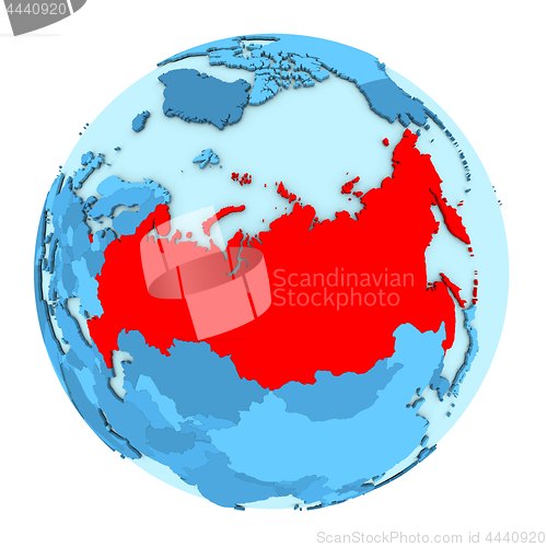 Image of Russia on globe isolated