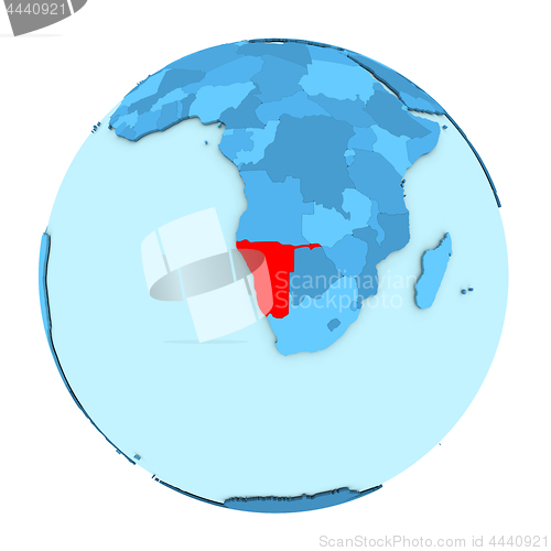 Image of Namibia on globe isolated