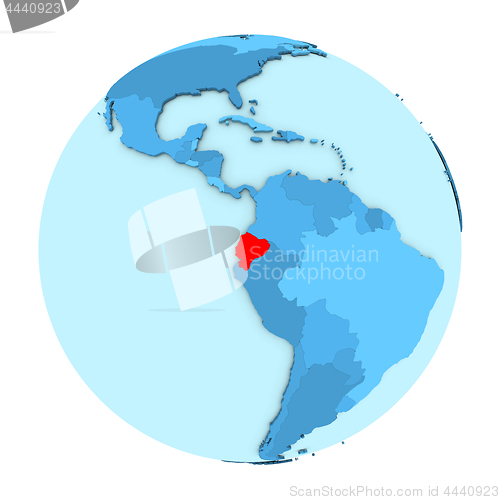 Image of Ecuador on globe isolated