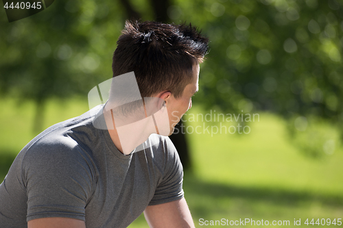 Image of man doing morning yoga exercises