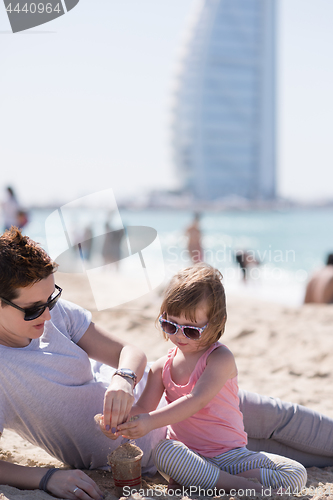 Image of Mom and daughter on the beach