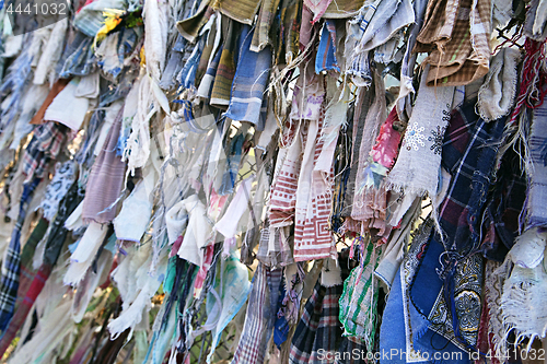 Image of Buddhist ribbons fluttering in the wind