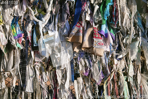 Image of Buddhist ribbons fluttering in the wind