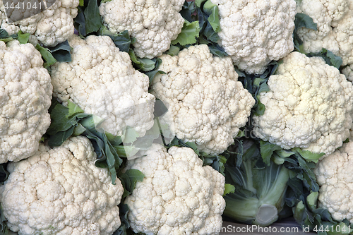 Image of Fresh cauliflower at a market