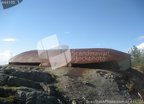 Image of Rusty part of old Norwegian military costal fortress