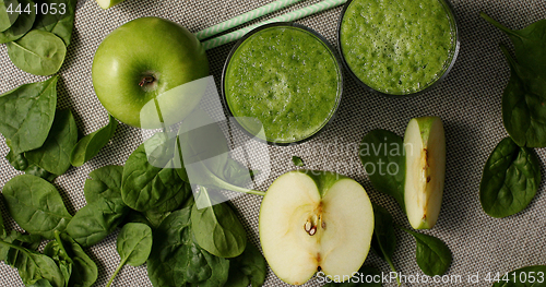 Image of Green smoothie with ripe ingredients