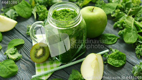 Image of Jar glass with green smoothie