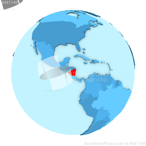 Image of Nicaragua on globe isolated