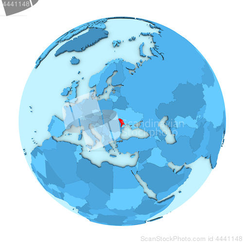 Image of Moldova on globe isolated