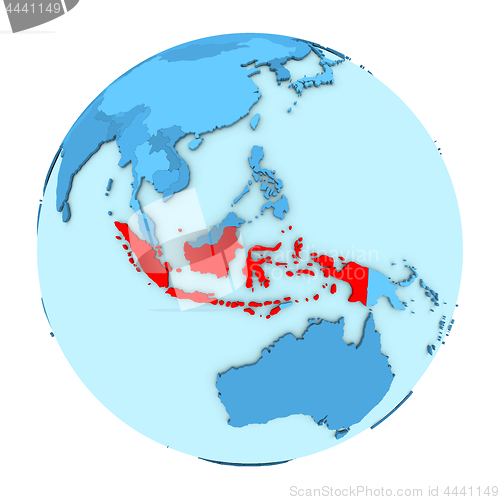 Image of Indonesia on globe isolated