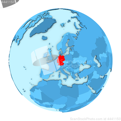 Image of Germany on globe isolated