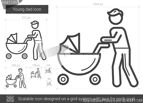 Image of Young dad line icon.