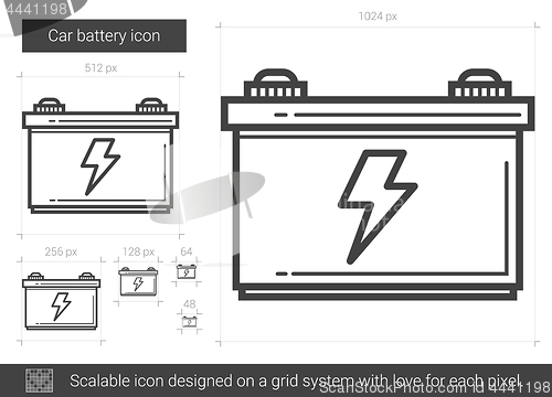 Image of Car battery line icon.
