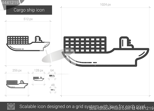Image of Cargo ship line icon.