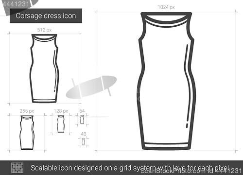 Image of Corsage dress line icon.