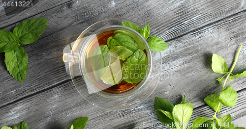 Image of Glass of herbal tea with mint