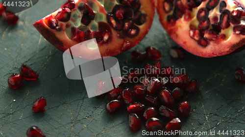 Image of Seeds of bright ripe pomegranate