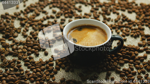 Image of Mug of freshly brewed espresso 