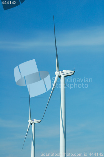 Image of Close up of two windturbines