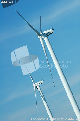 Image of Close up of two windturbines