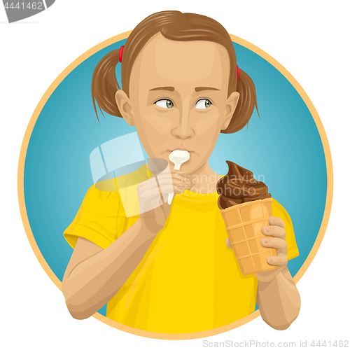 Image of Vector girl eating ice-cream