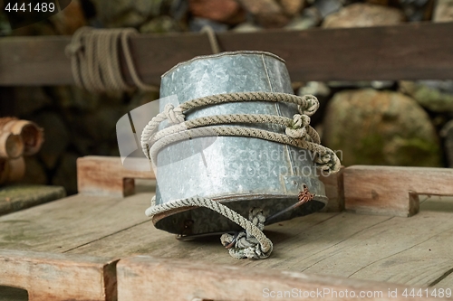 Image of Metal bucket for a well