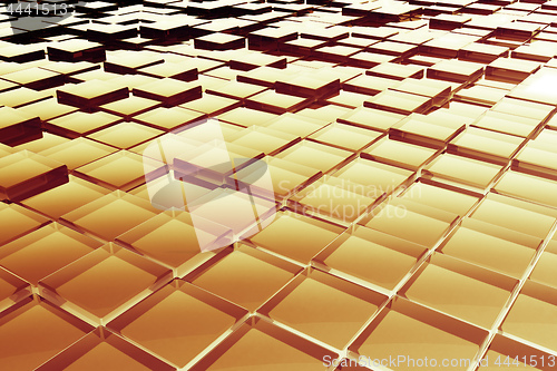 Image of abstract yellow glass cubes background