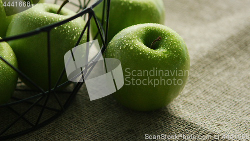 Image of Green fresh wet apples 