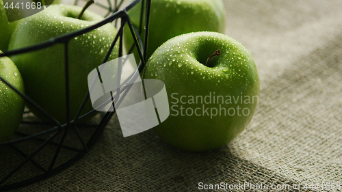 Image of Green fresh wet apples 
