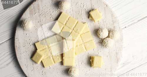 Image of White chocolate and sweet in composition