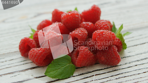 Image of Pile of fresh bright raspberries