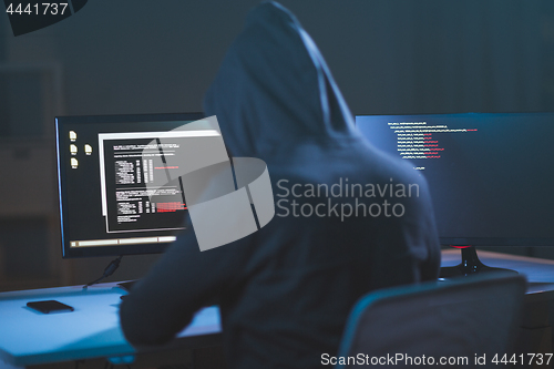 Image of hacker using computer virus for cyber attack