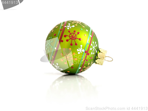 Image of green Christmas glass ball isolated on white background