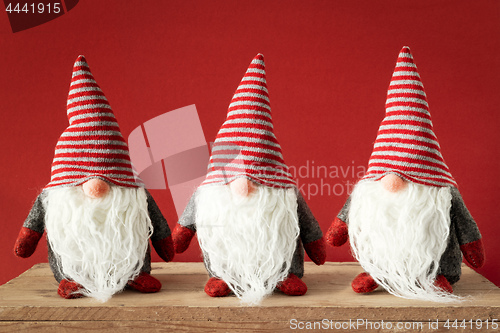 Image of three Christmas gnomes with white beards