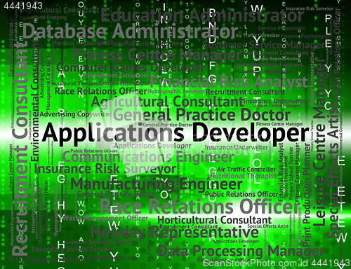 Image of Applications Developer Shows Program Recruitment And Employee