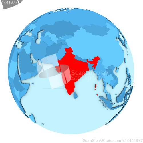 Image of India on globe isolated