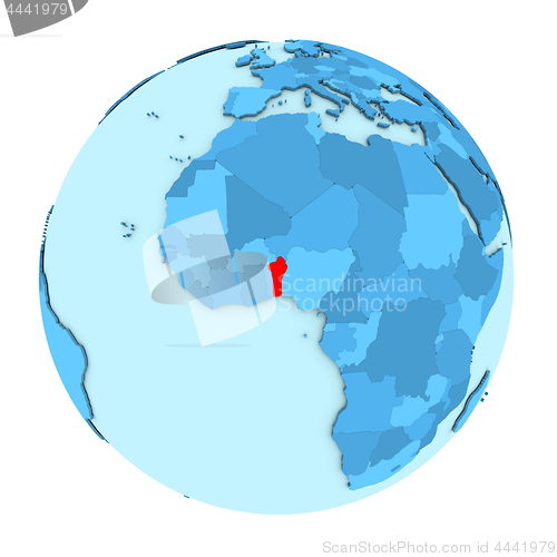 Image of Benin on globe isolated