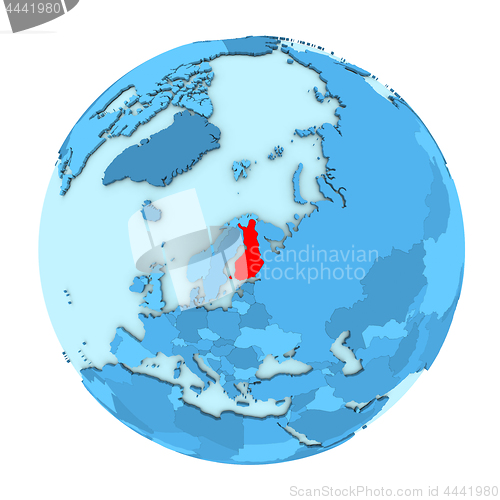 Image of Finland on globe isolated