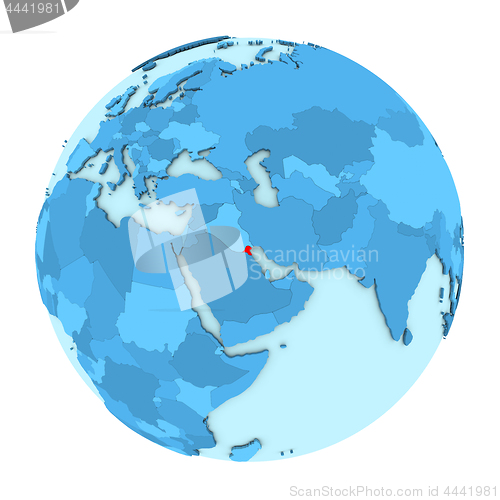 Image of Kuwait on globe isolated