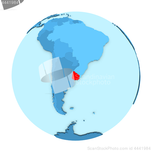 Image of Uruguay on globe isolated