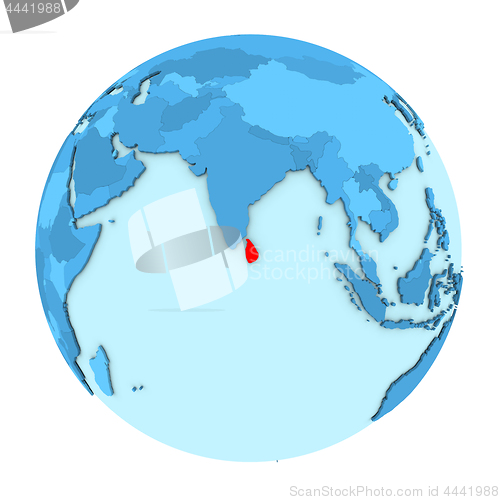 Image of Sri Lanka on globe isolated