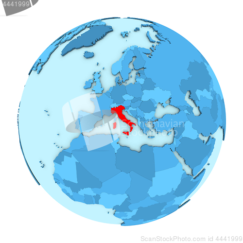 Image of Italy on globe isolated
