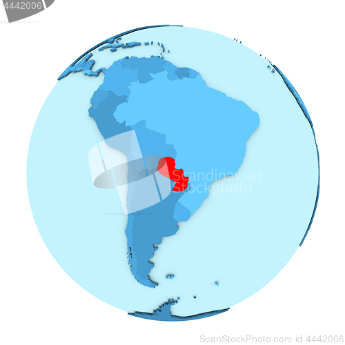 Image of Paraguay on globe isolated