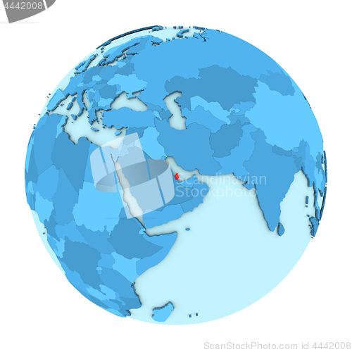 Image of Qatar on globe isolated