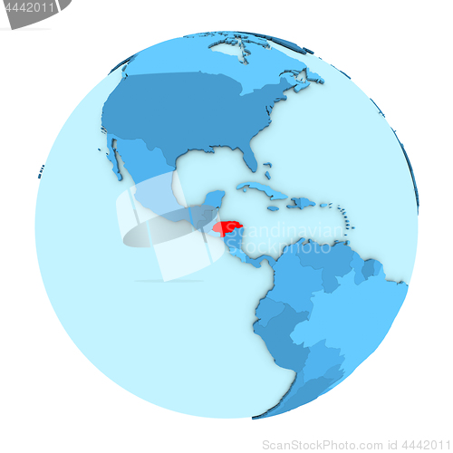 Image of Honduras on globe isolated