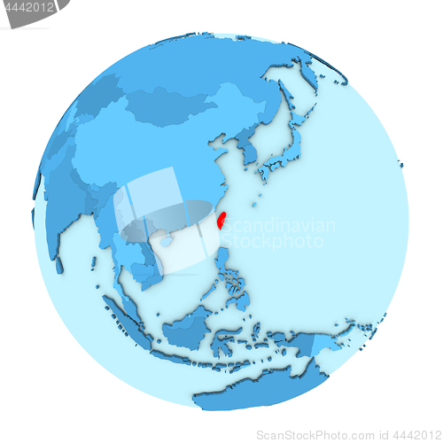 Image of Taiwan on globe isolated