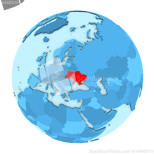 Image of Ukraine on globe isolated