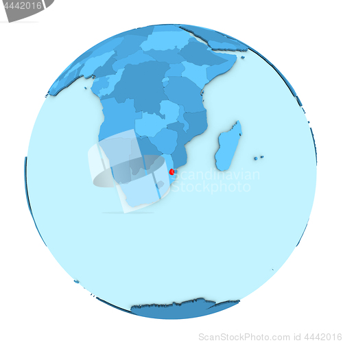Image of Swaziland on globe isolated
