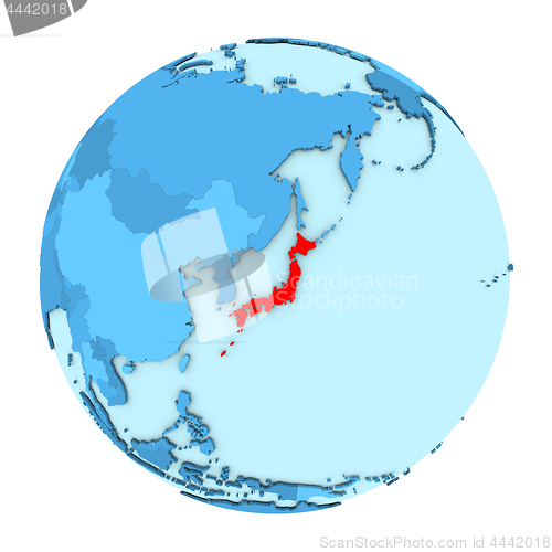 Image of Japan on globe isolated