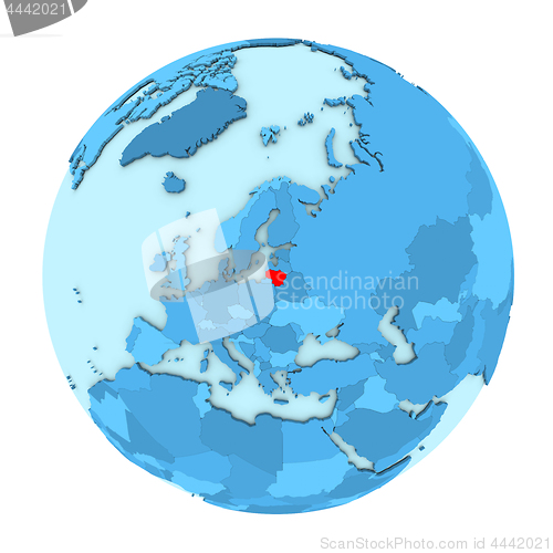 Image of Lithuania on globe isolated